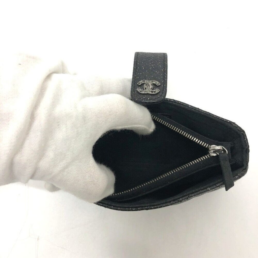 CHANEL CC Matelasse coin purse/Coin Compartment Pouch Leather Black/SilverHW - Picture 15 of 15